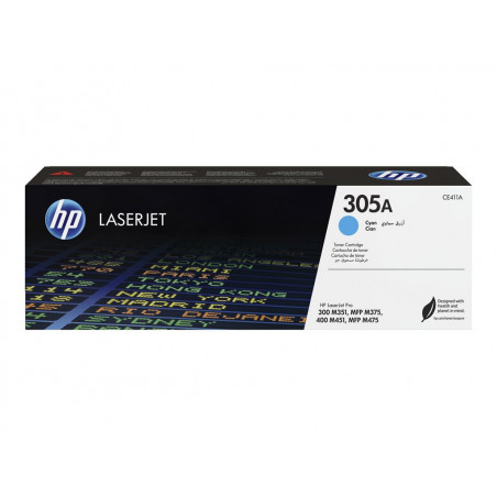 Hp 305a - Cian - Original - Laserjet - Cartucho De Toner Ce411a - Para Laserjet Pro 300 Color M351a 300 Color Mfp M375nw 400 C